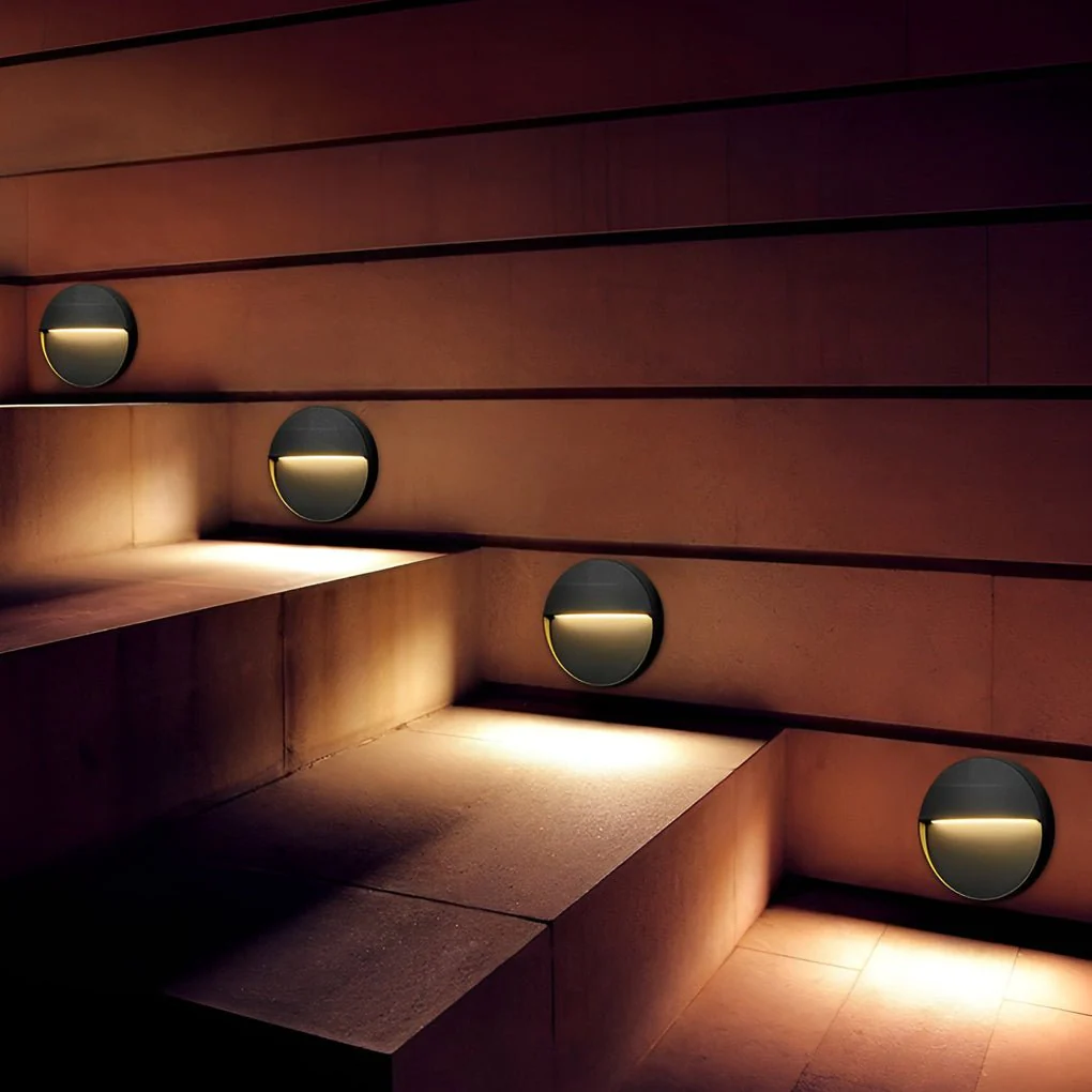 Winied Round Creative Outdoor Wall Step Sconces - Image 2