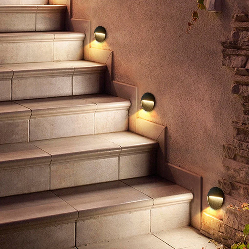 Winied Round Creative Outdoor Wall Step Sconces - Image 3