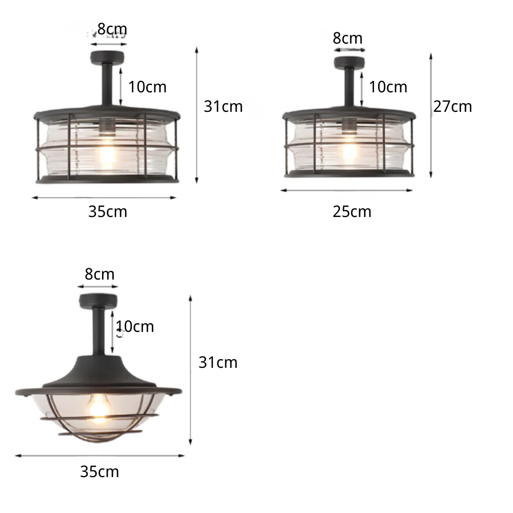 Wrought and Glass Ceiling Flush Mount Light for Balcony - Image 11