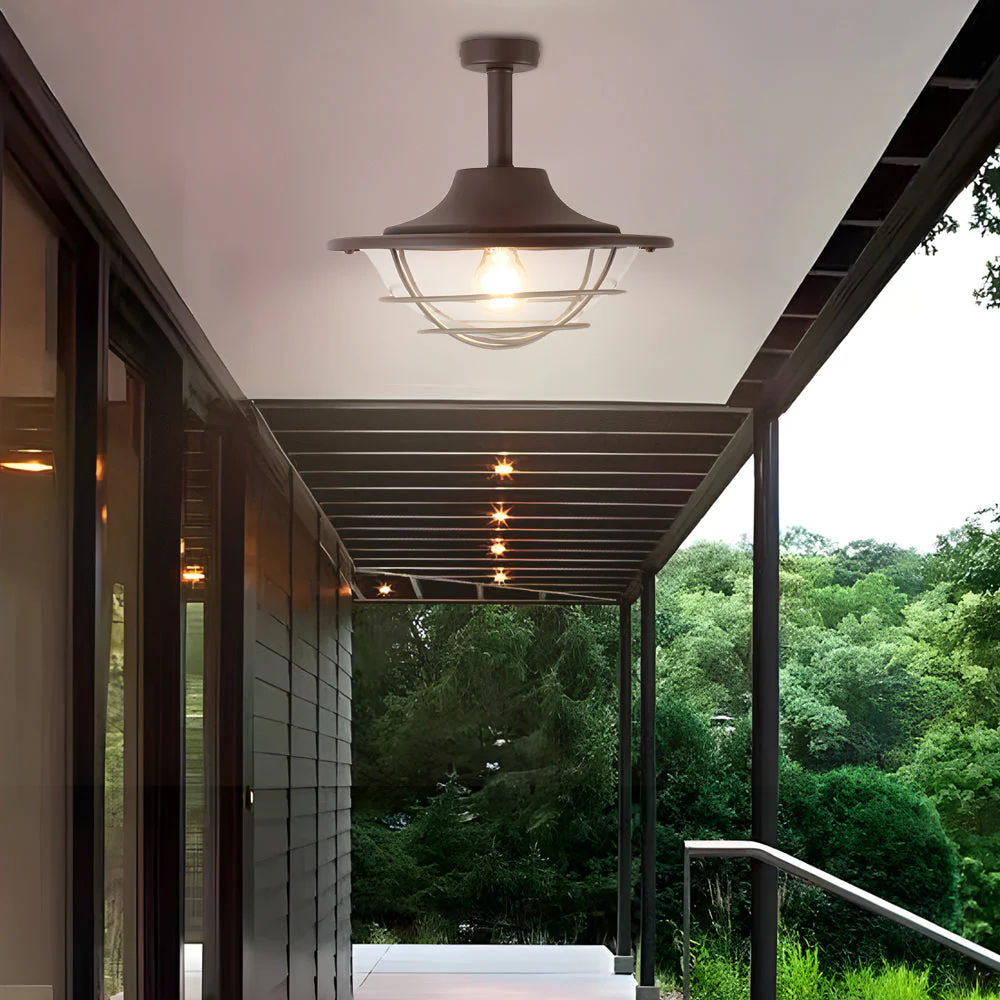 Wrought and Glass Ceiling Flush Mount Light for Balcony - Image 3
