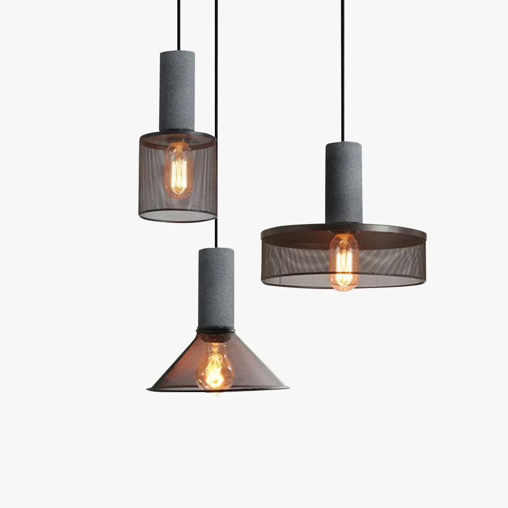 Xenith Industrial Cylindrical Pendant Light, Cement/Metal