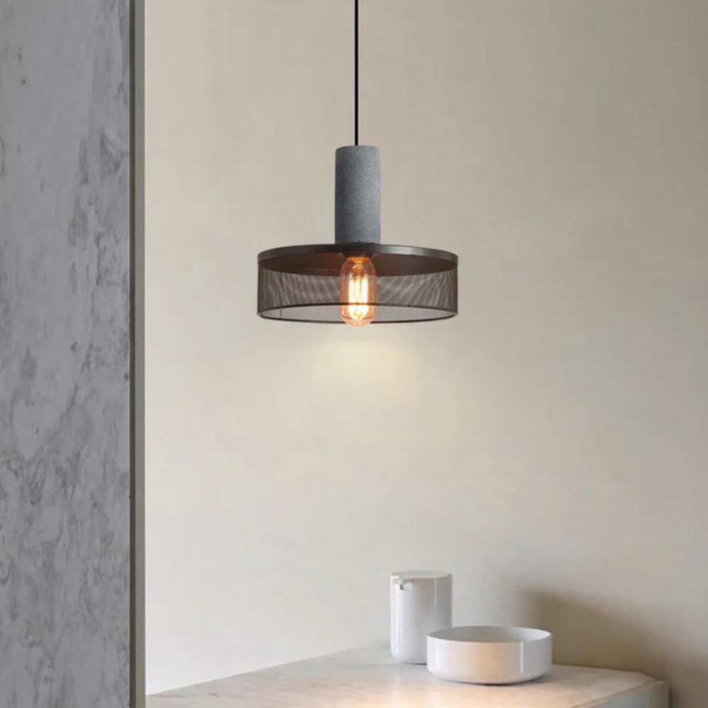 Xenith Industrial Cylindrical Pendant Light, Cement/Metal - Image 14