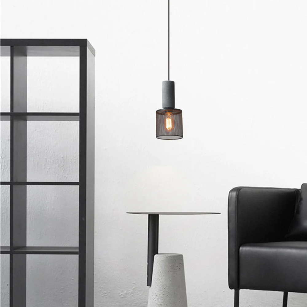 Xenith Industrial Cylindrical Pendant Light, Cement/Metal - Image 15