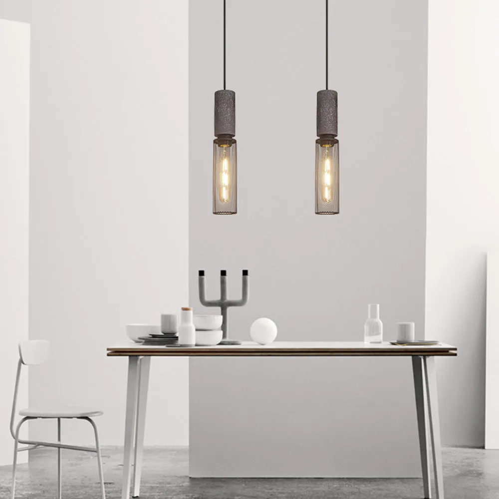 Xenith Industrial Cylindrical Pendant Light, Cement/Metal - Image 17