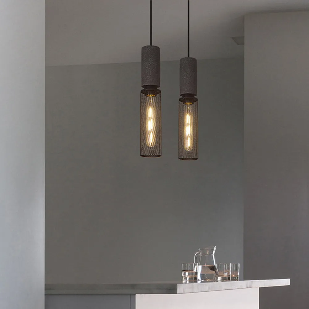 Xenith Industrial Cylindrical Pendant Light, Cement/Metal - Image 18