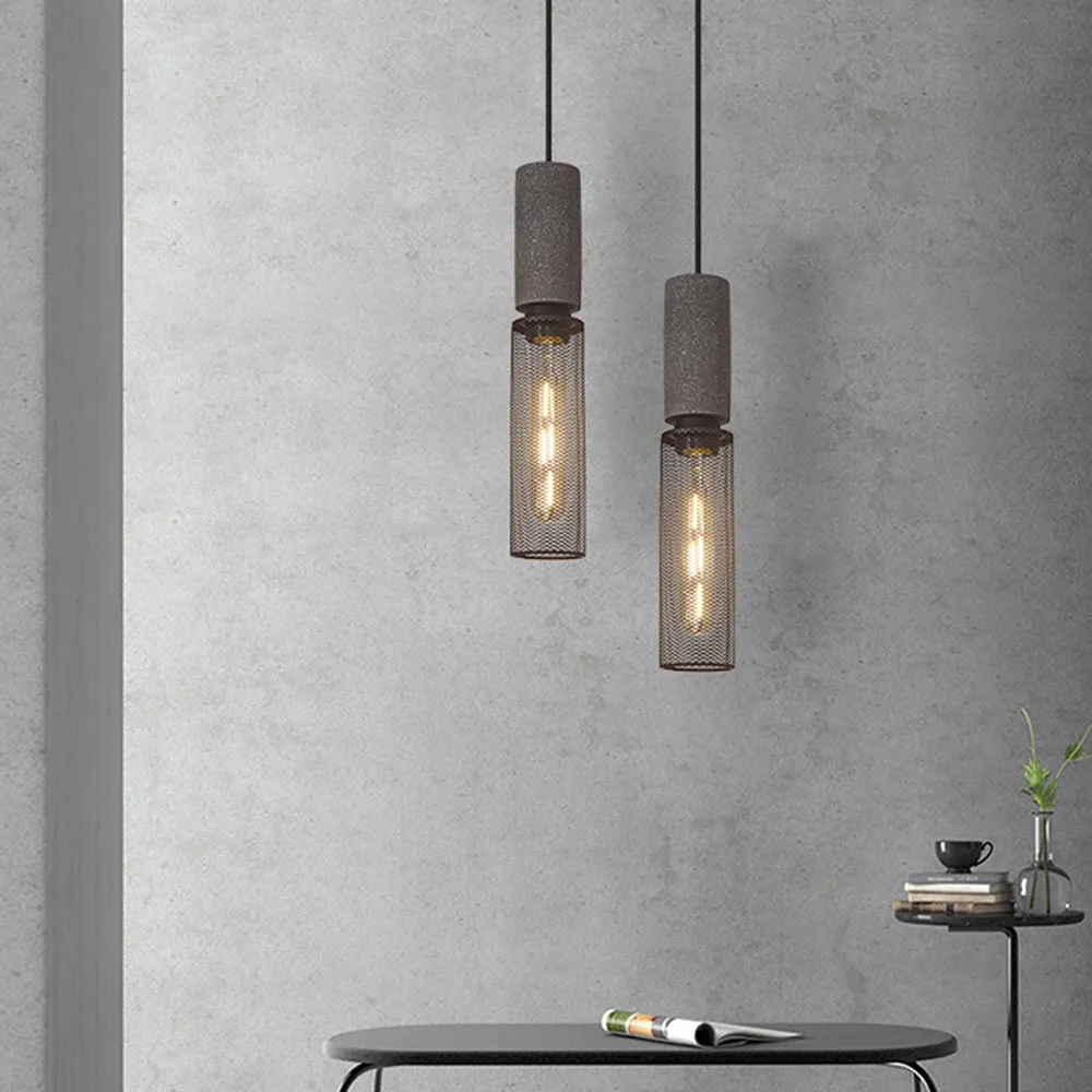 Xenith Industrial Cylindrical Pendant Light, Cement/Metal - Image 21