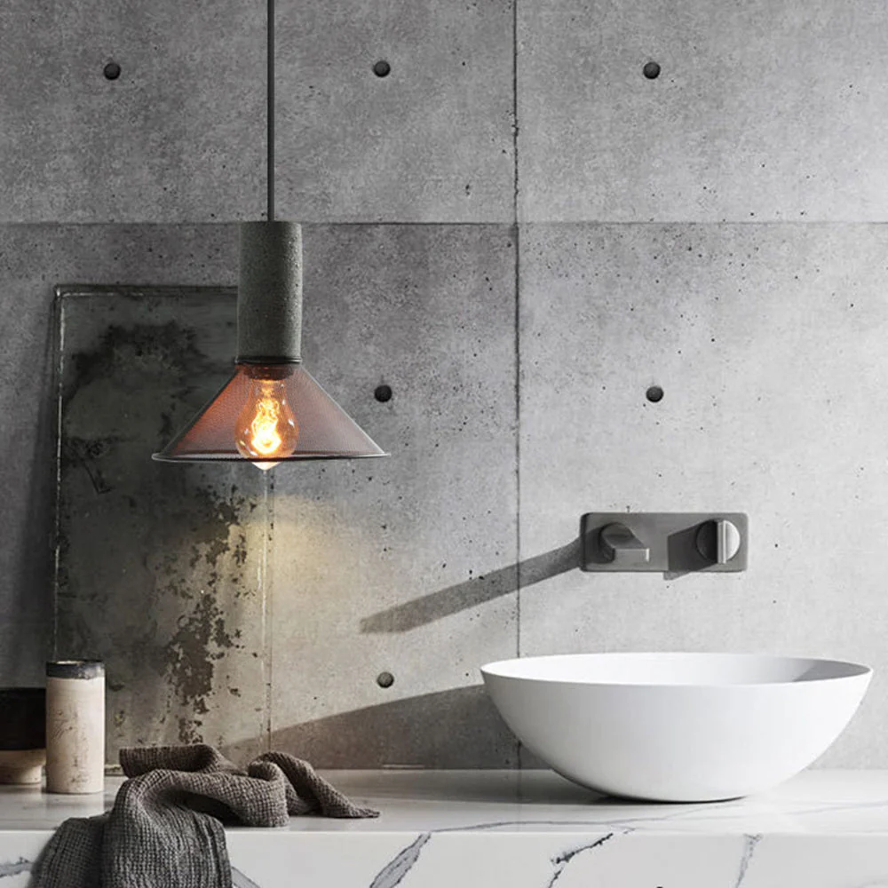 Xenith Industrial Cylindrical Pendant Light, Cement/Metal - Image 4