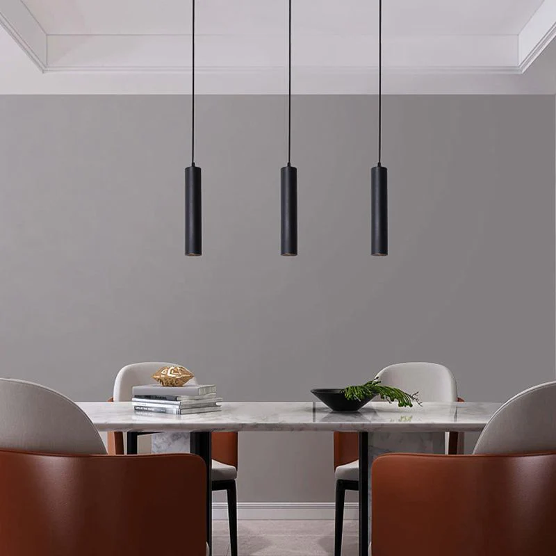Yore Modern Cylinder Shape Linear Pendant Light Black Metal - Image 2