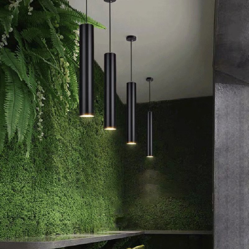 Yore Modern Cylinder Shape Linear Pendant Light Black Metal - Image 6