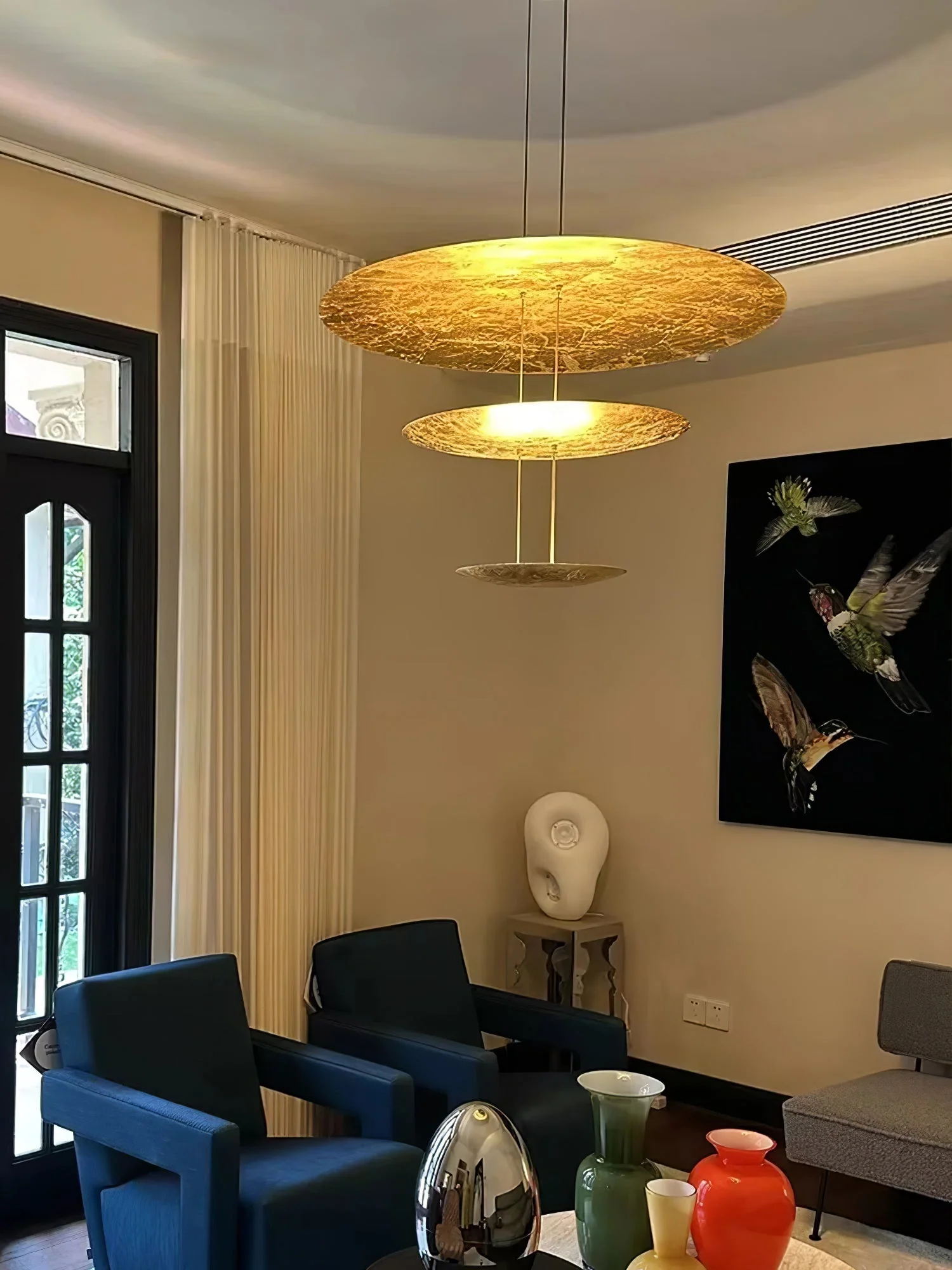 Zathaara Layered Gold Foil Pendant Light - Image 12
