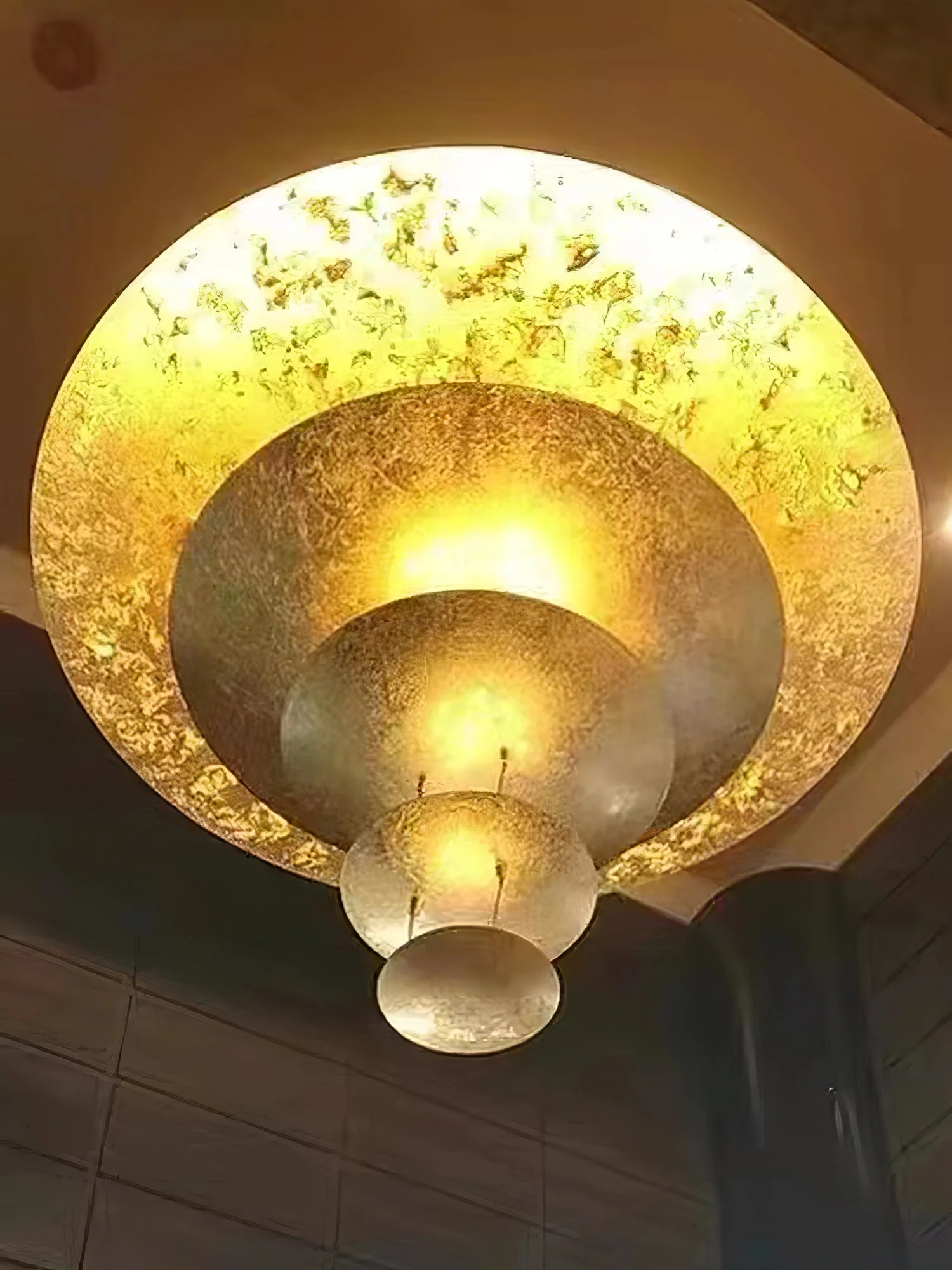 Zathaara Layered Gold Foil Pendant Light - Image 14