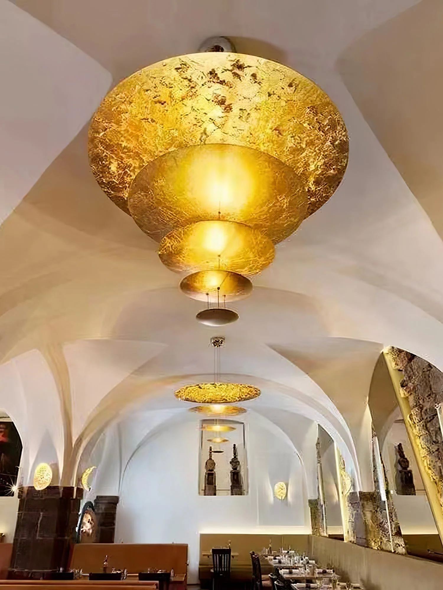 Zathaara Layered Gold Foil Pendant Light - Image 20