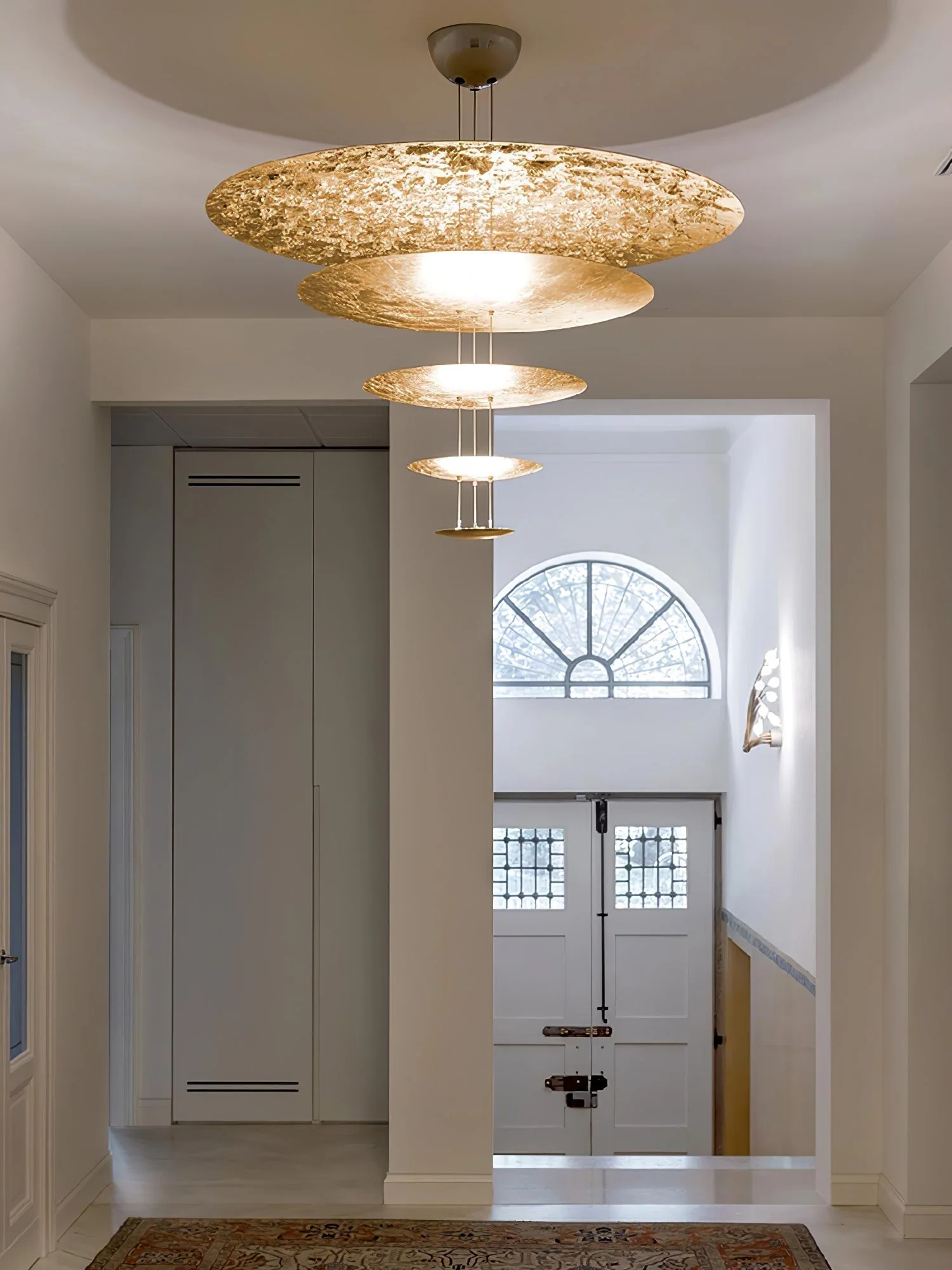 Zathaara Layered Gold Foil Pendant Light - Image 25