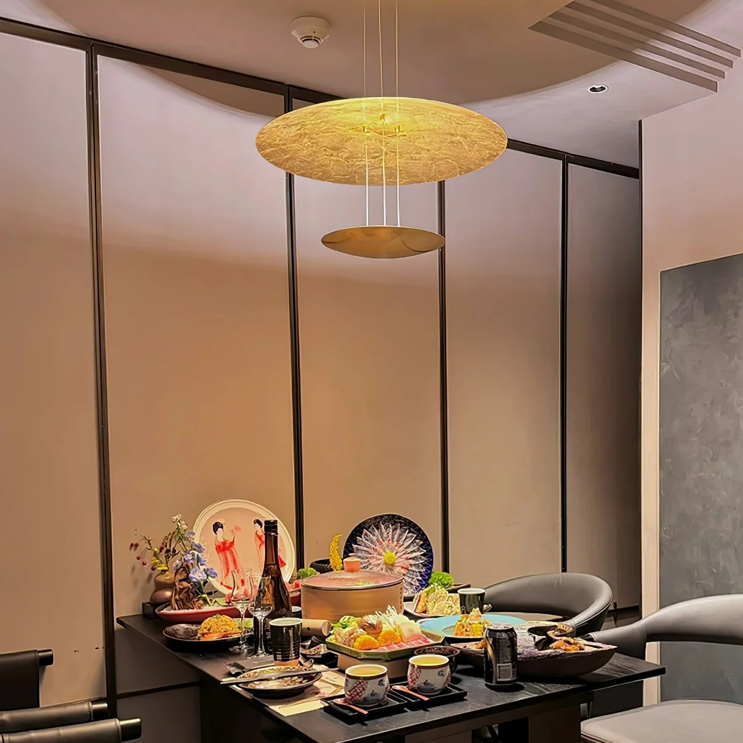 Zathaara Layered Gold Foil Pendant Light - Image 35