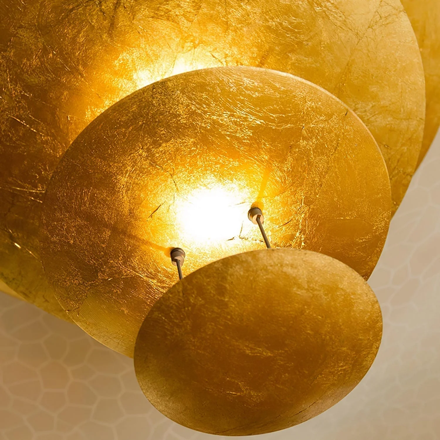 Zathaara Layered Gold Foil Pendant Light - Image 36