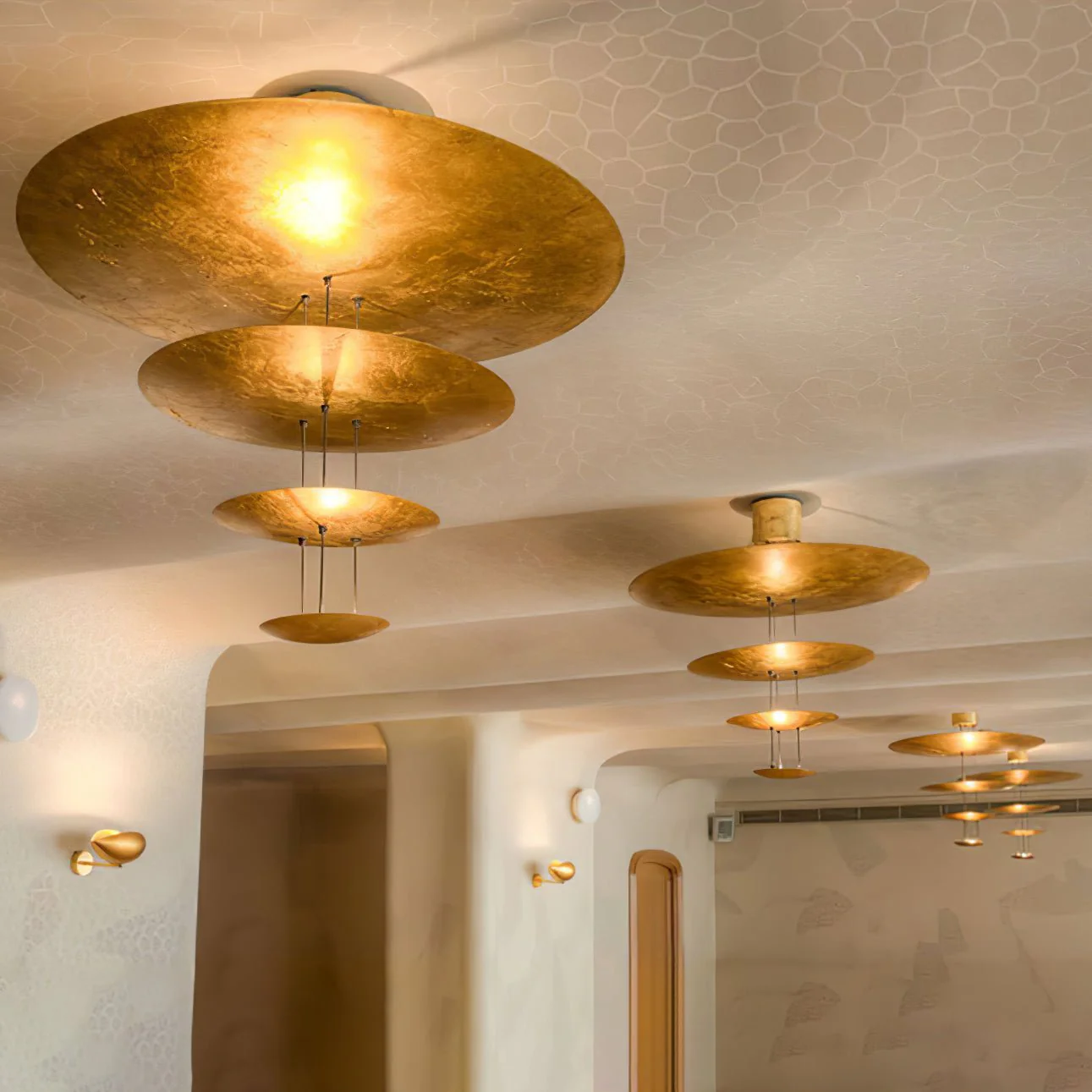 Zathaara Layered Gold Foil Pendant Light - Image 41