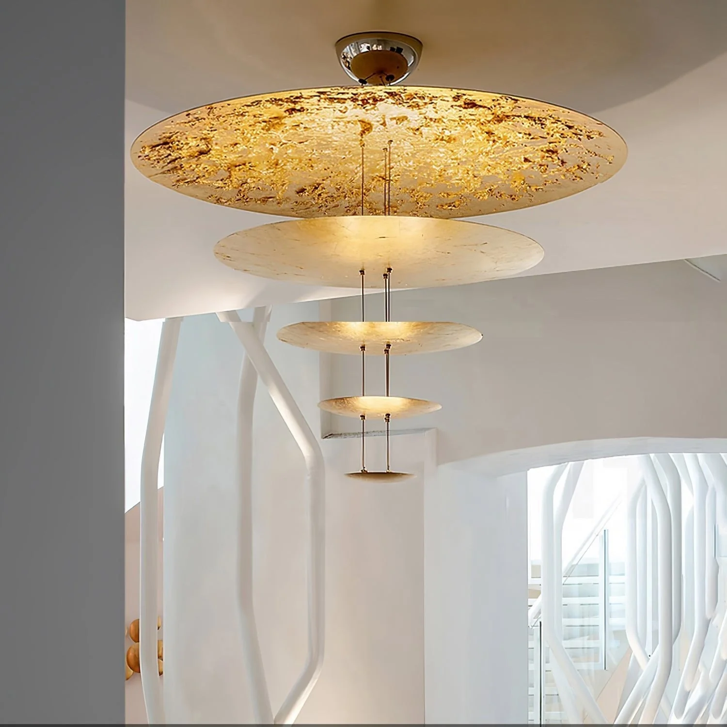 Zathaara Layered Gold Foil Pendant Light - Image 48