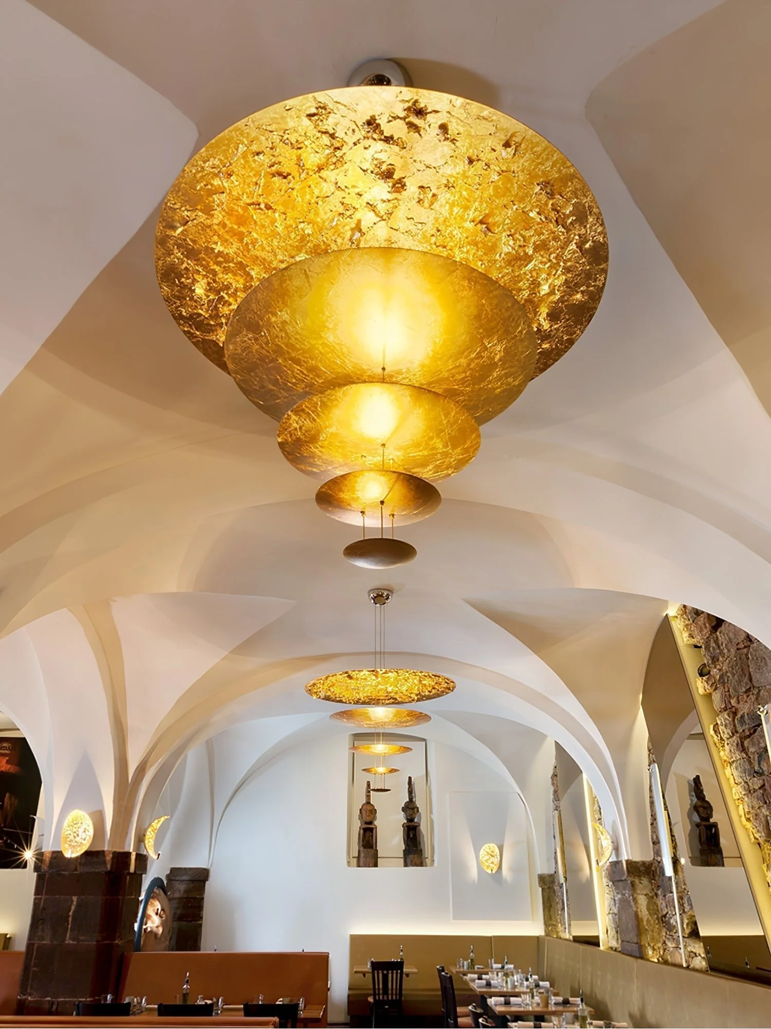 Zathaara Layered Gold Foil Pendant Light - Image 5