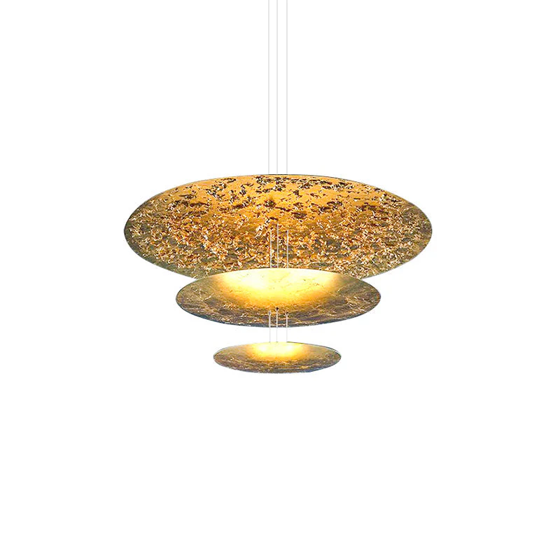 Zathaara Layered Gold Foil Pendant Light - Image 53