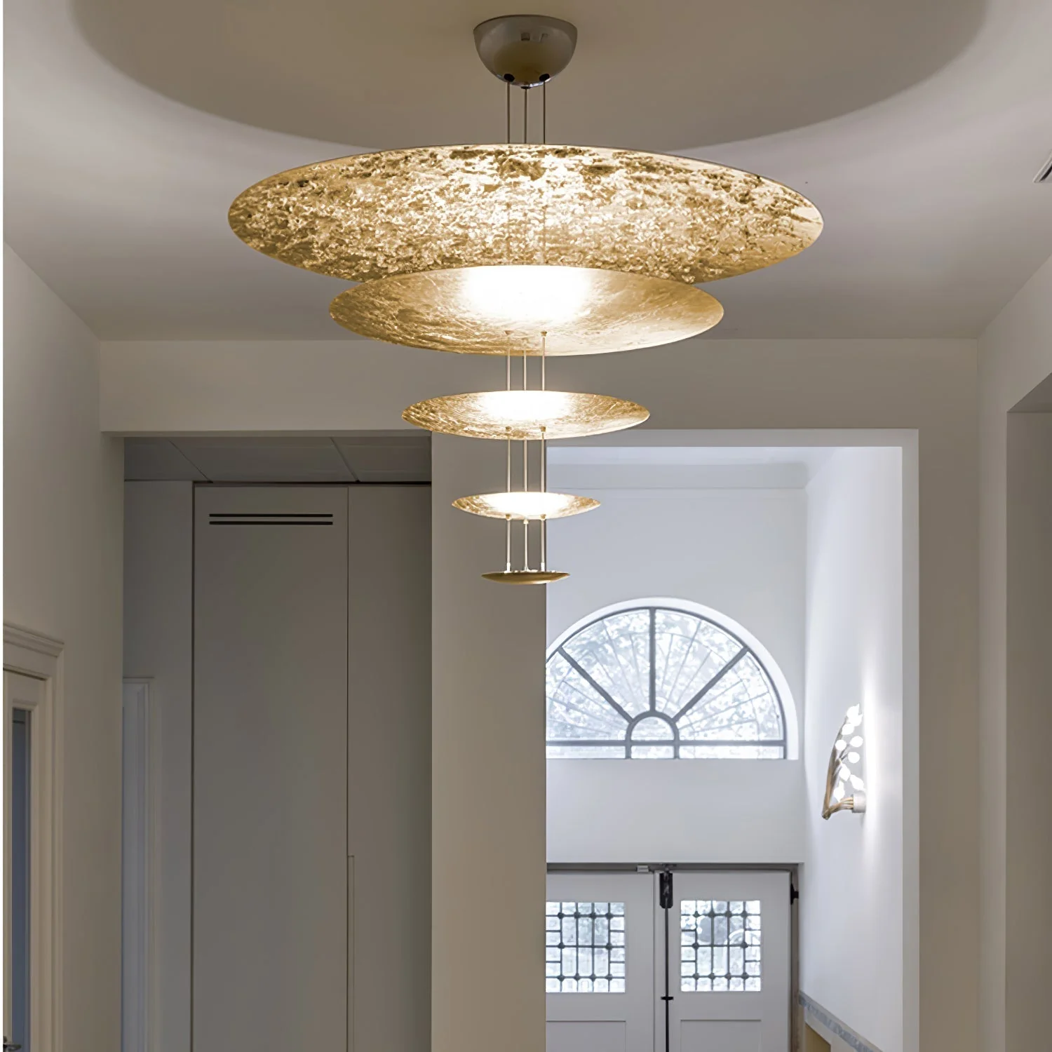 Zathaara Layered Gold Foil Pendant Light - Image 55