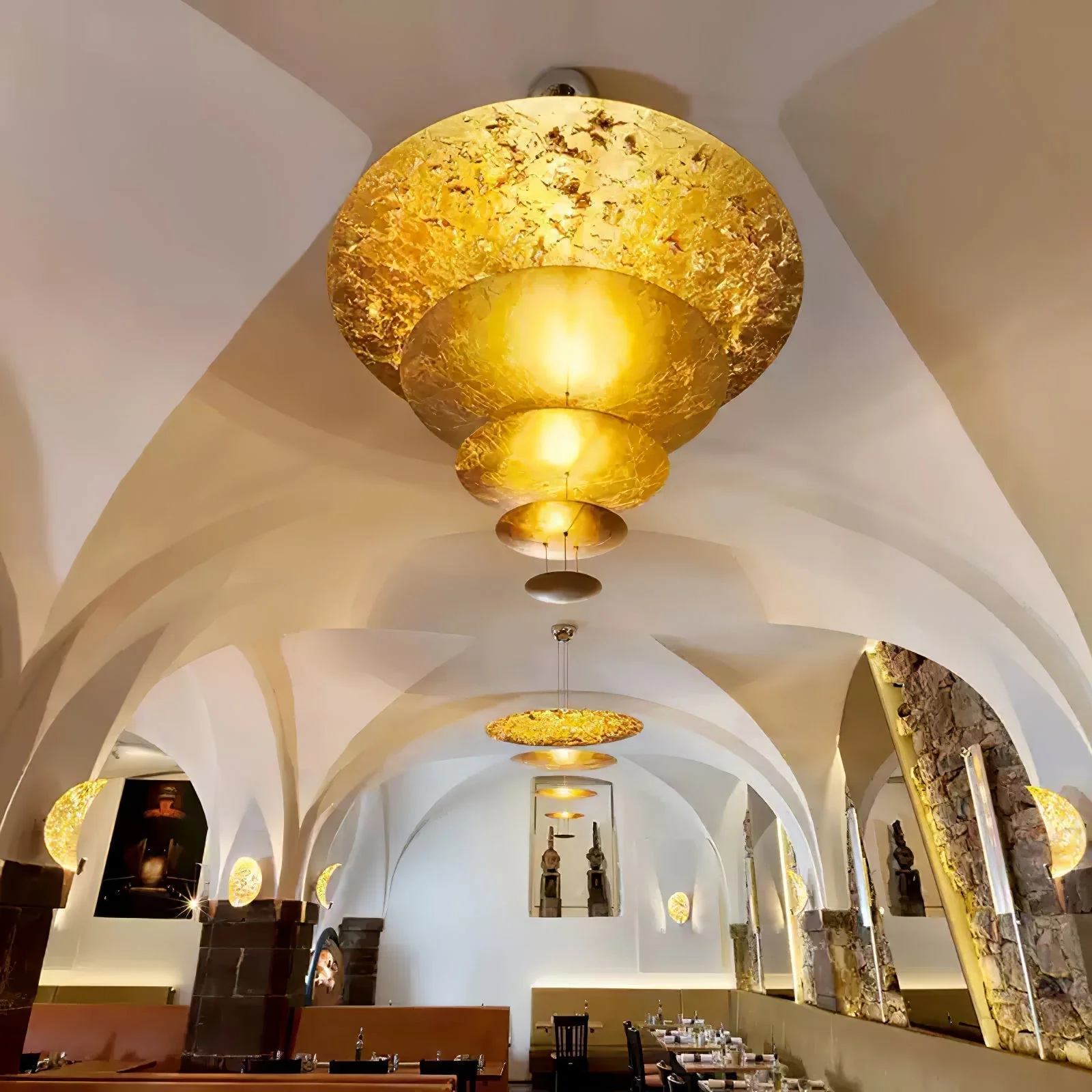 Zathaara Layered Gold Foil Pendant Light - Image 62