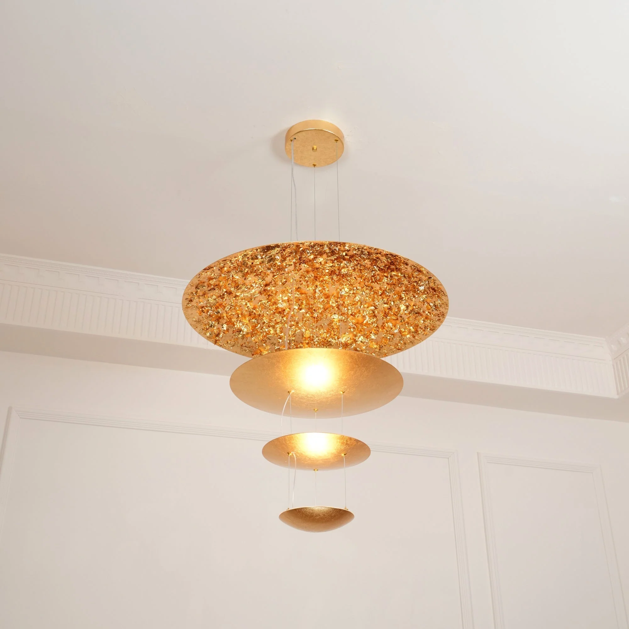 Zathaara Layered Gold Foil Pendant Light - Image 64