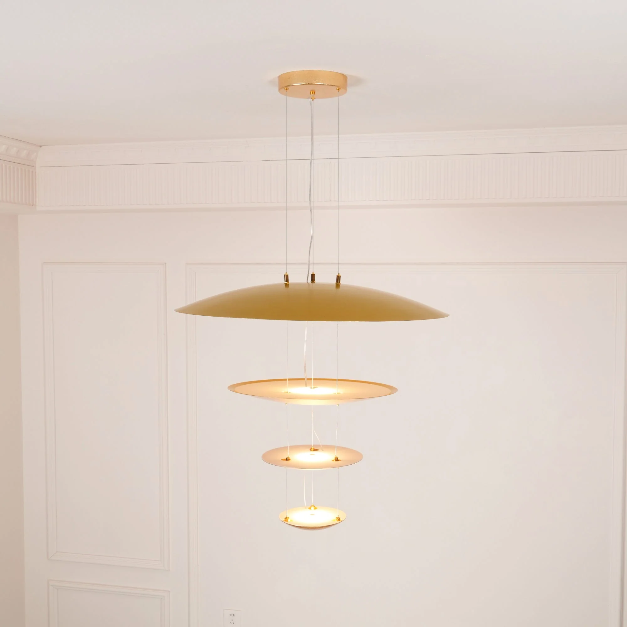 Zathaara Layered Gold Foil Pendant Light - Image 69
