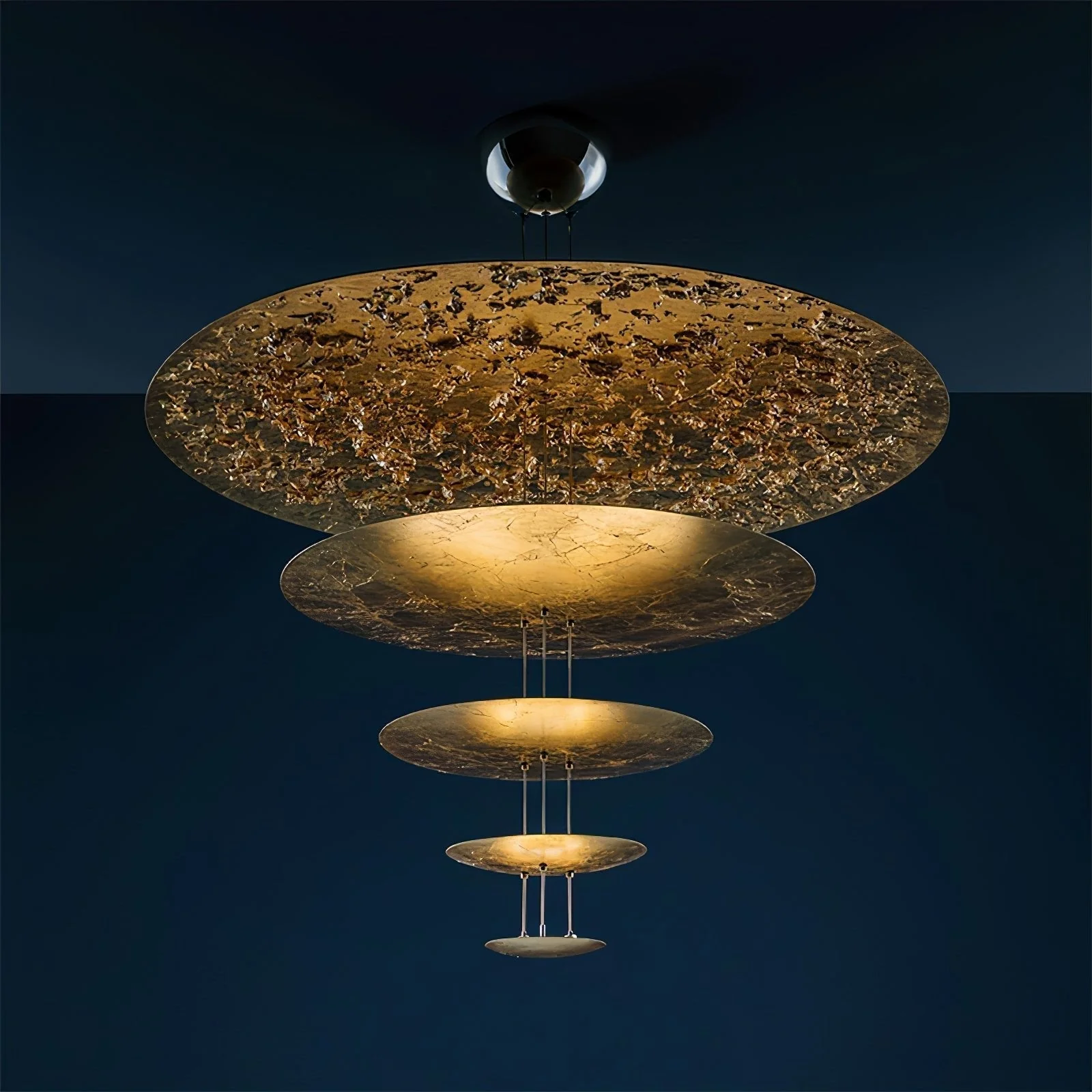 Zathaara Layered Gold Foil Pendant Light - Image 7