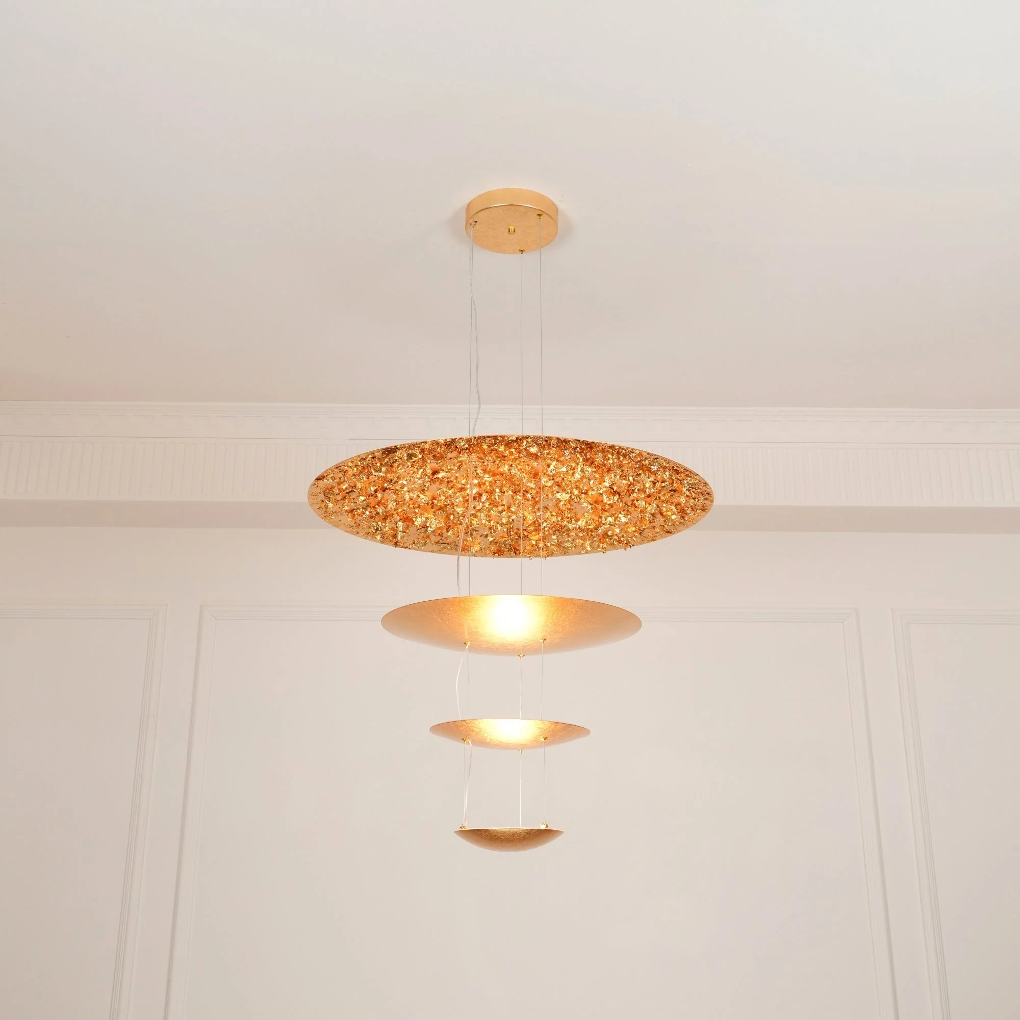 Zathaara Layered Gold Foil Pendant Light - Image 71