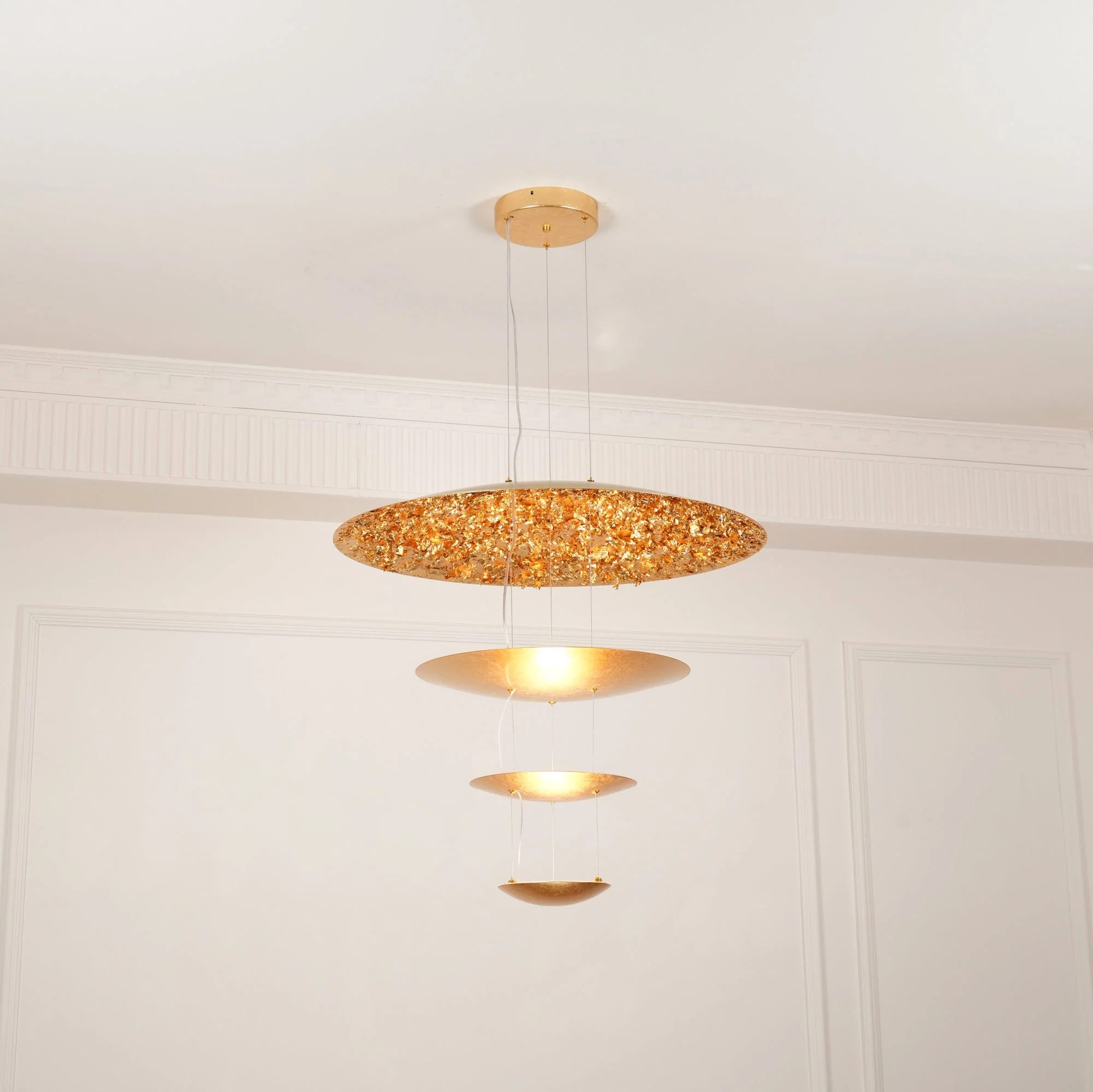 Zathaara Layered Gold Foil Pendant Light - Image 74