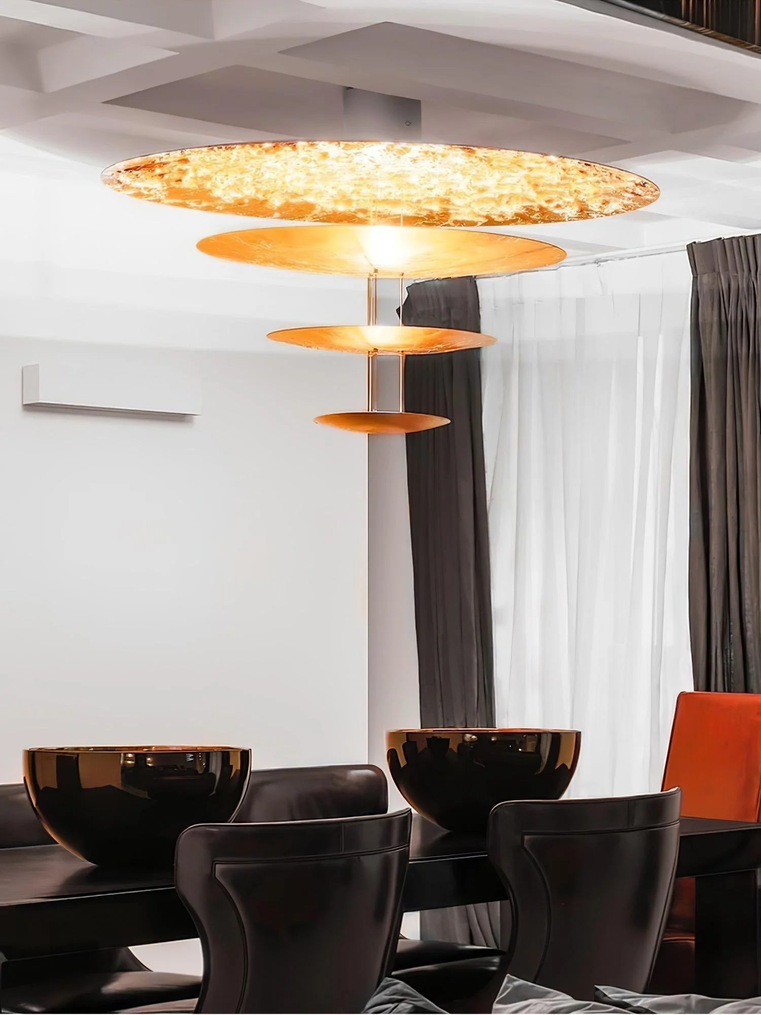 Zathaara Layered Gold Foil Pendant Light - Image 76