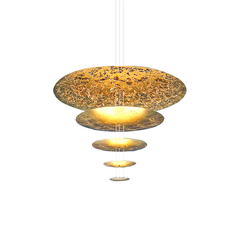 Zathaara Layered Gold Foil Pendant Light - Image 87