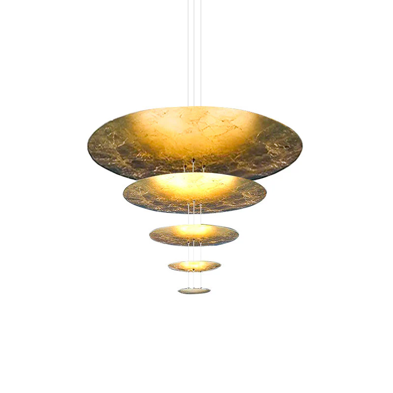 Zathaara Layered Gold Foil Pendant Light - Image 90