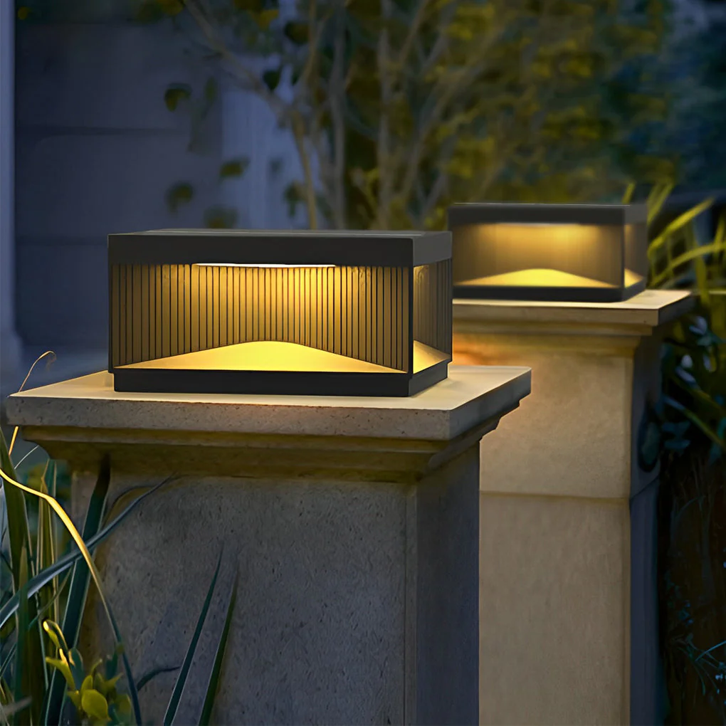 Zea Striped Decor Solar Fence Post Light