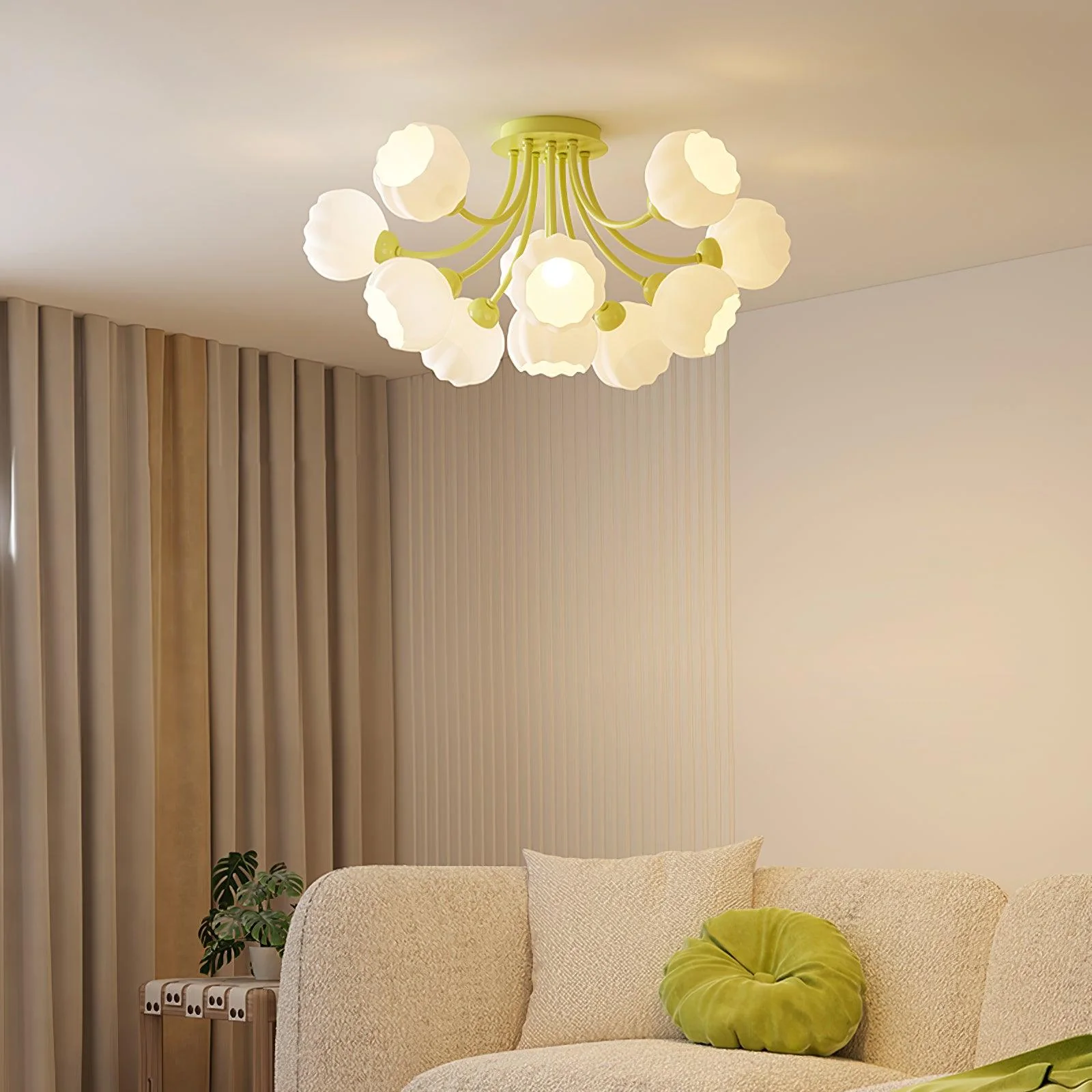 Zenorarae Elegance Matcha Glass Ceiling Lamp - Image 4