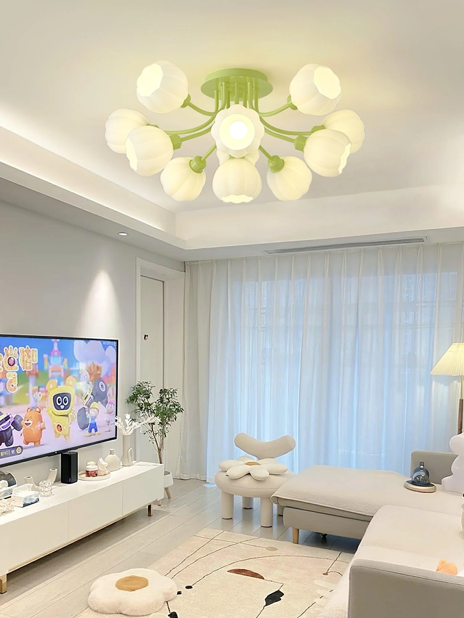 Zenorarae Elegance Matcha Glass Ceiling Lamp - Image 5