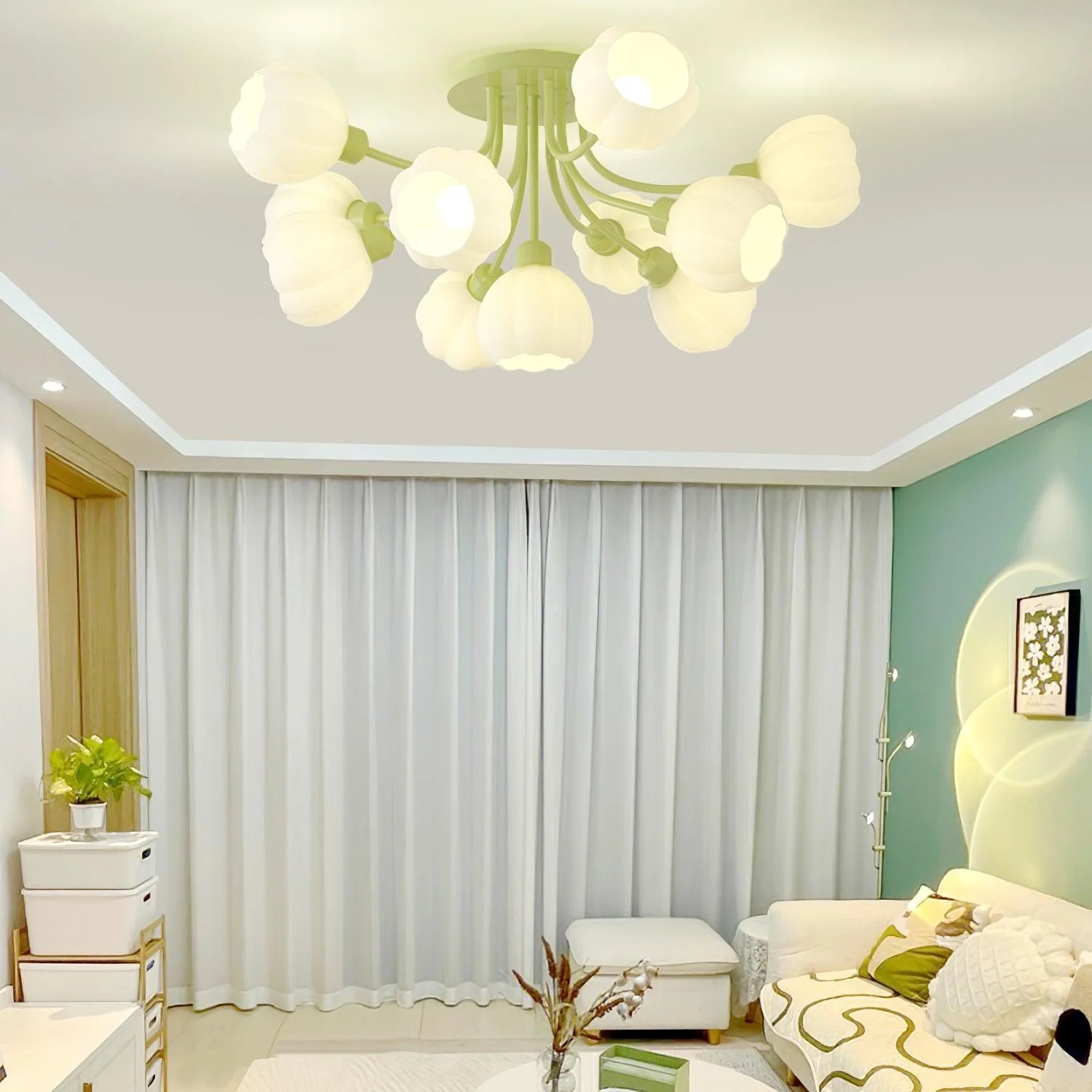 Zenorarae Elegance Matcha Glass Ceiling Lamp - Image 6