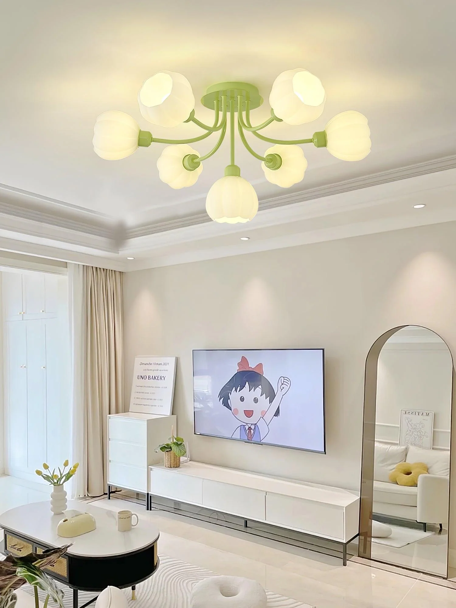Zenorarae Elegance Matcha Glass Ceiling Lamp - Image 7