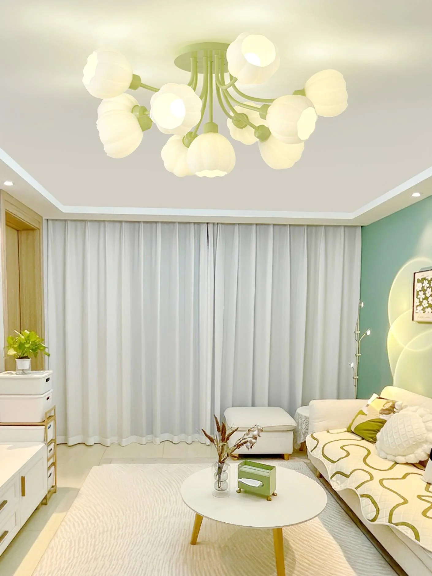 Zenorarae Elegance Matcha Glass Ceiling Lamp - Image 9