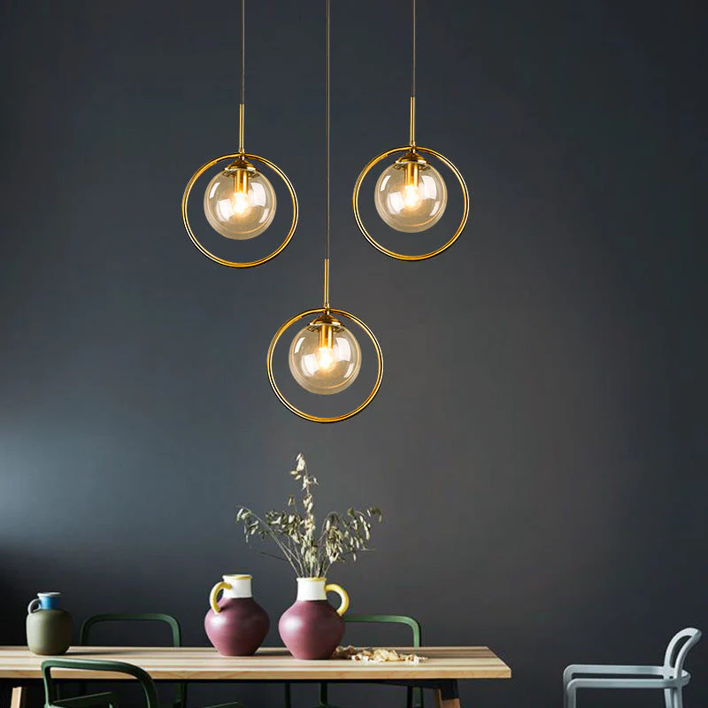 Zoey Glass Pendant Light with a Metal Ring - Image 2
