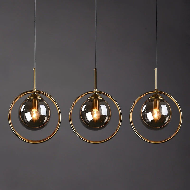 Zoey Glass Pendant Light with a Metal Ring - Image 3
