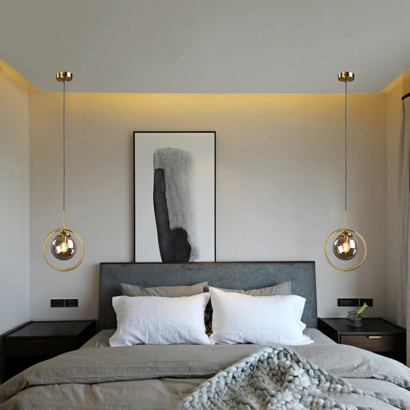 Zoey Glass Pendant Light with a Metal Ring - Image 5
