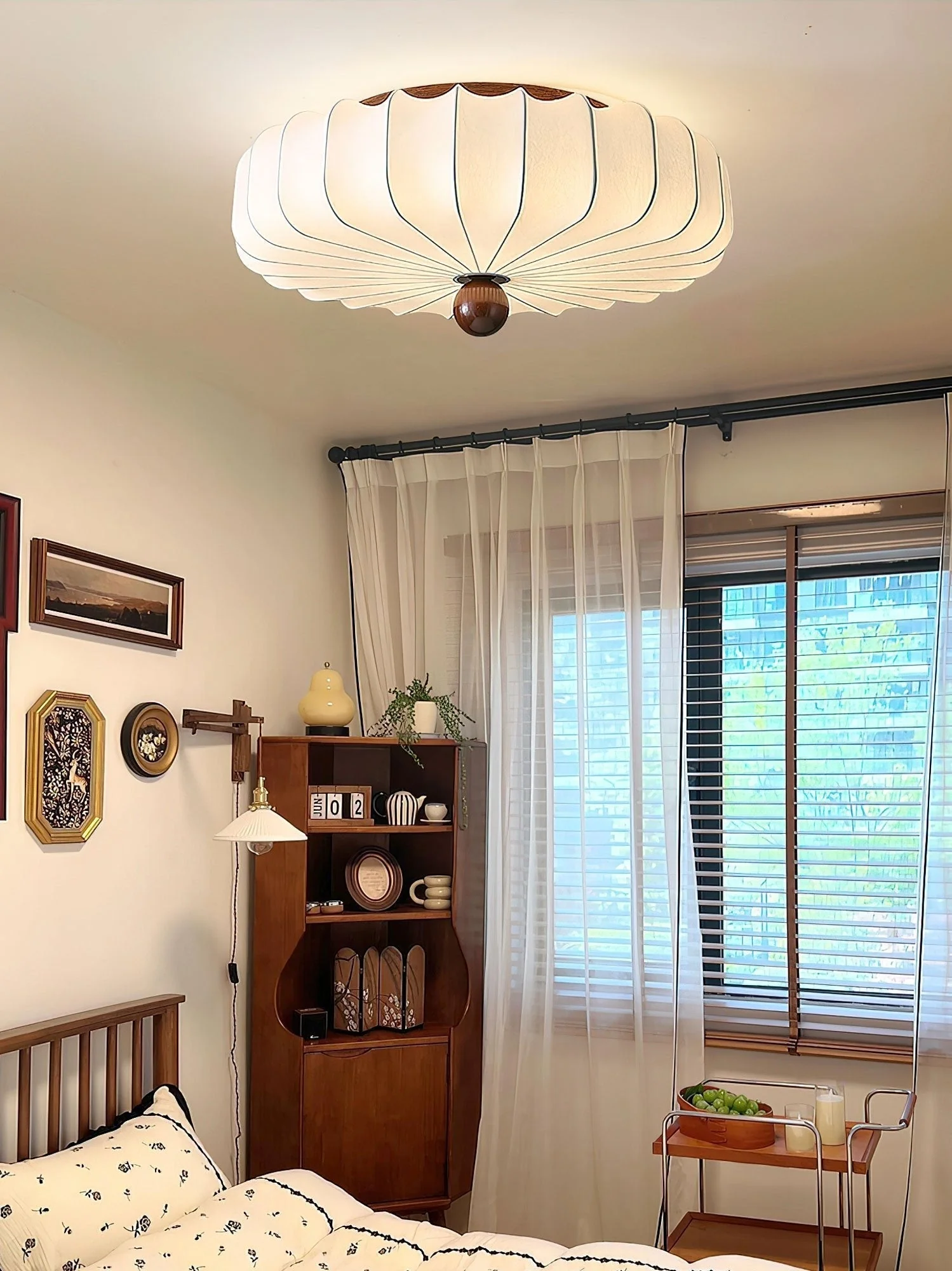 Zotala Petal Fabric Wood Flush Mount Ceiling Light - Image 10