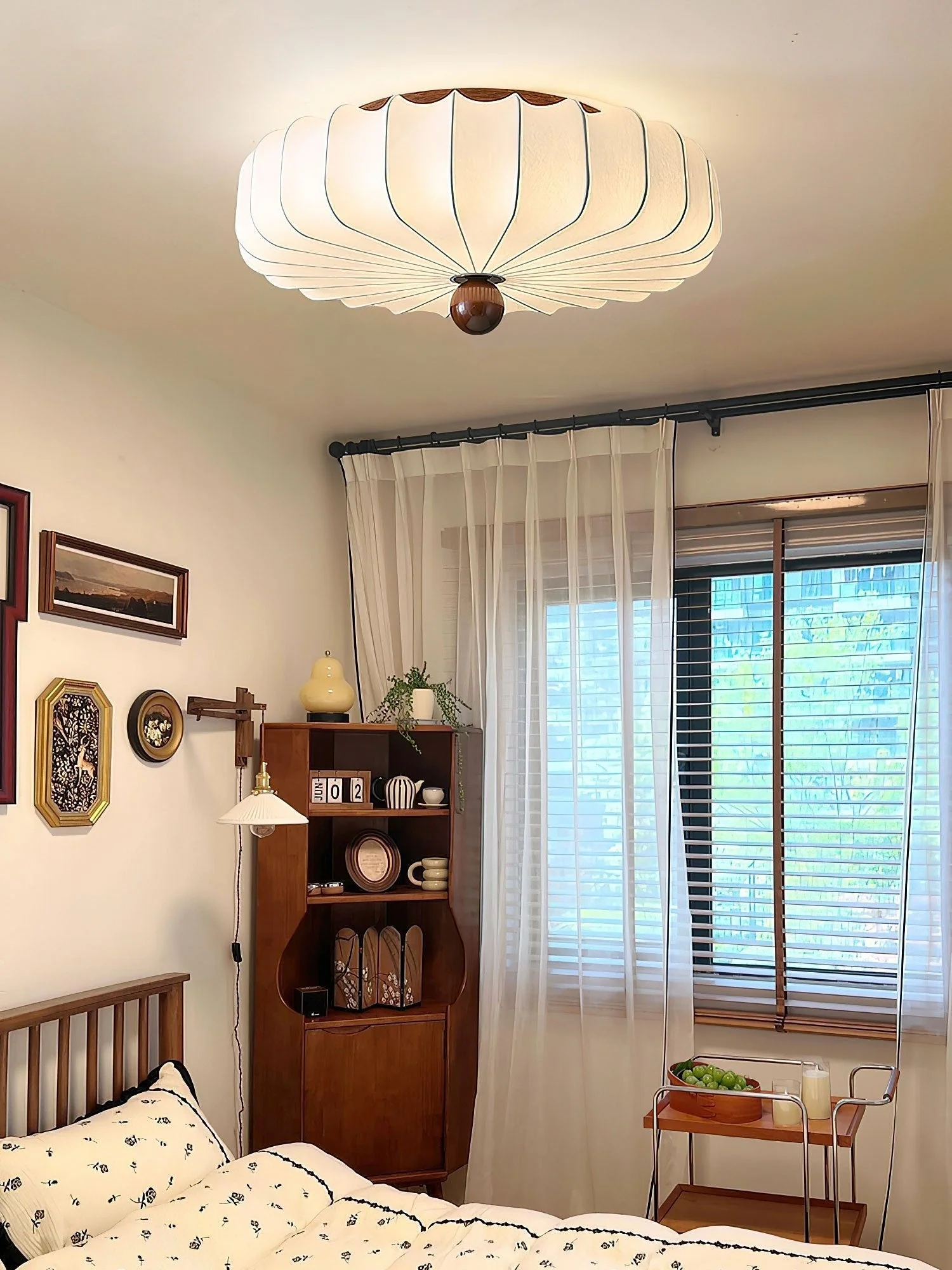Zotala Petal Fabric Wood Flush Mount Ceiling Light - Image 7