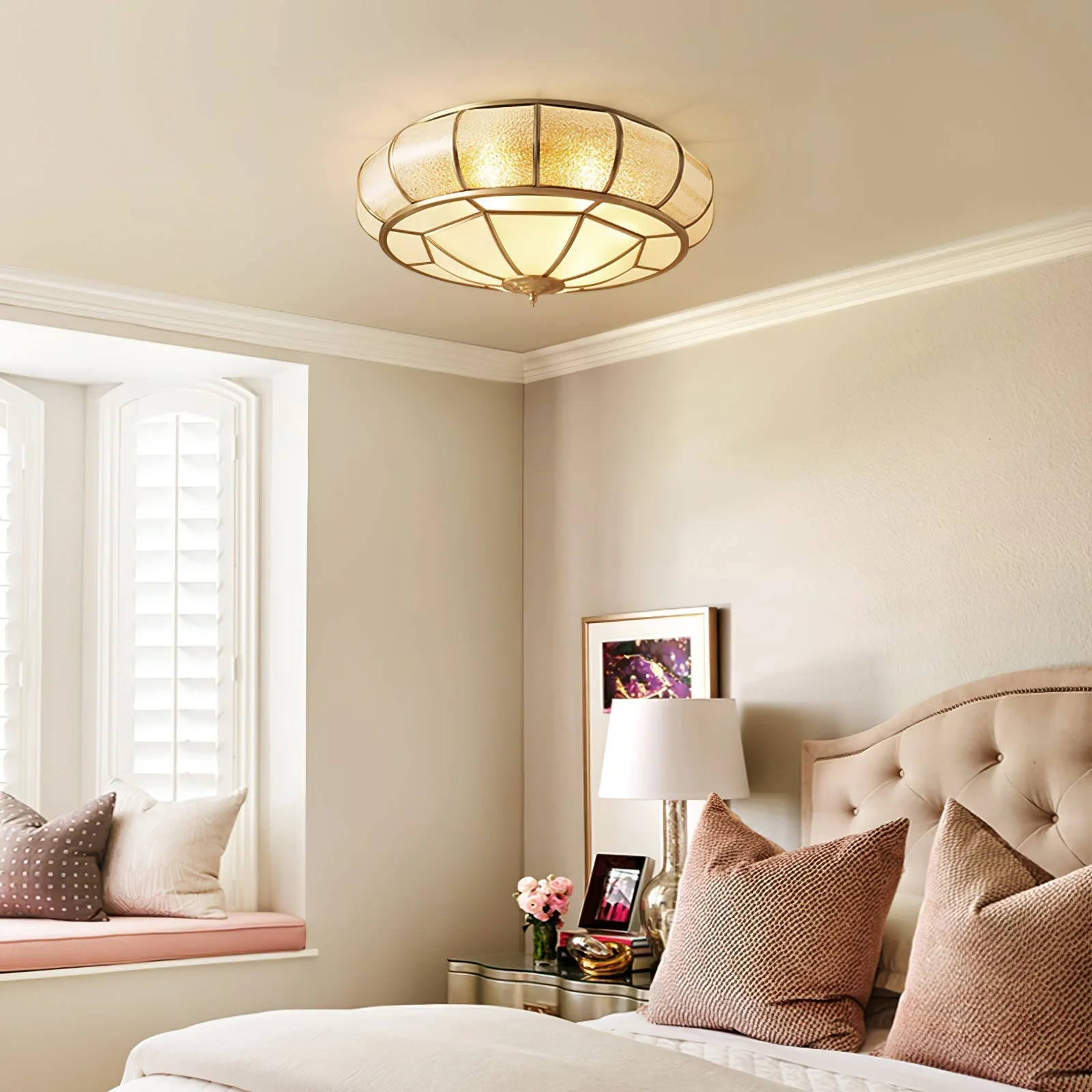 Zothaus Traditional Round Textured Glass Ceiling Light - Image 10