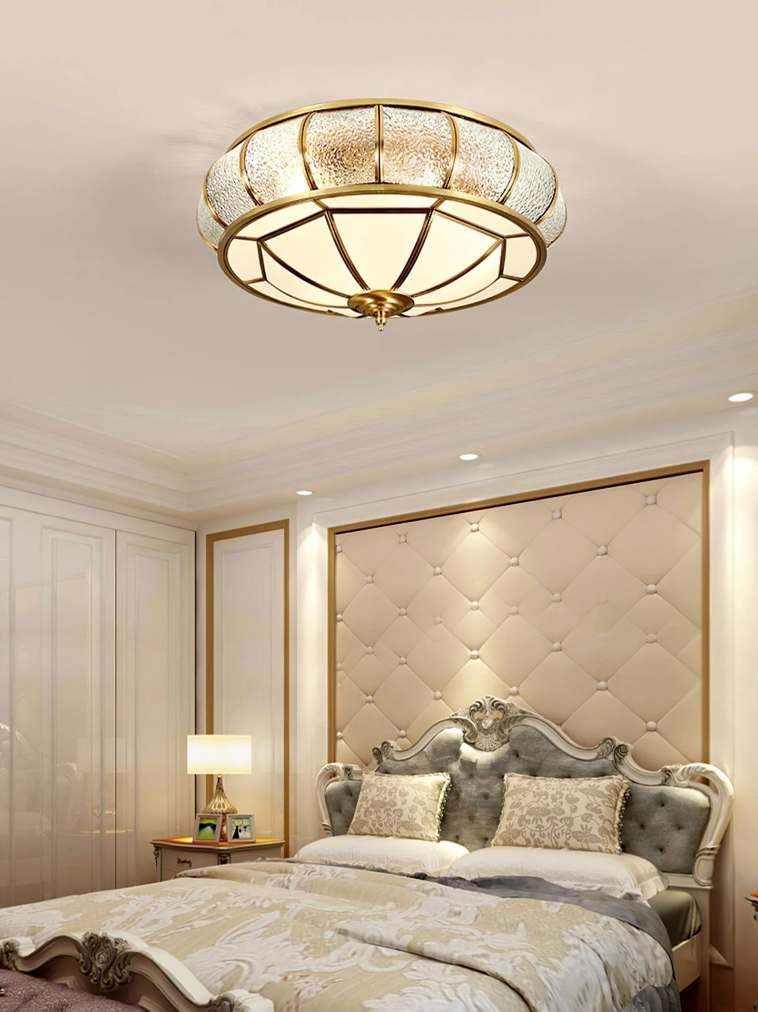 Zothaus Traditional Round Textured Glass Ceiling Light - Image 16
