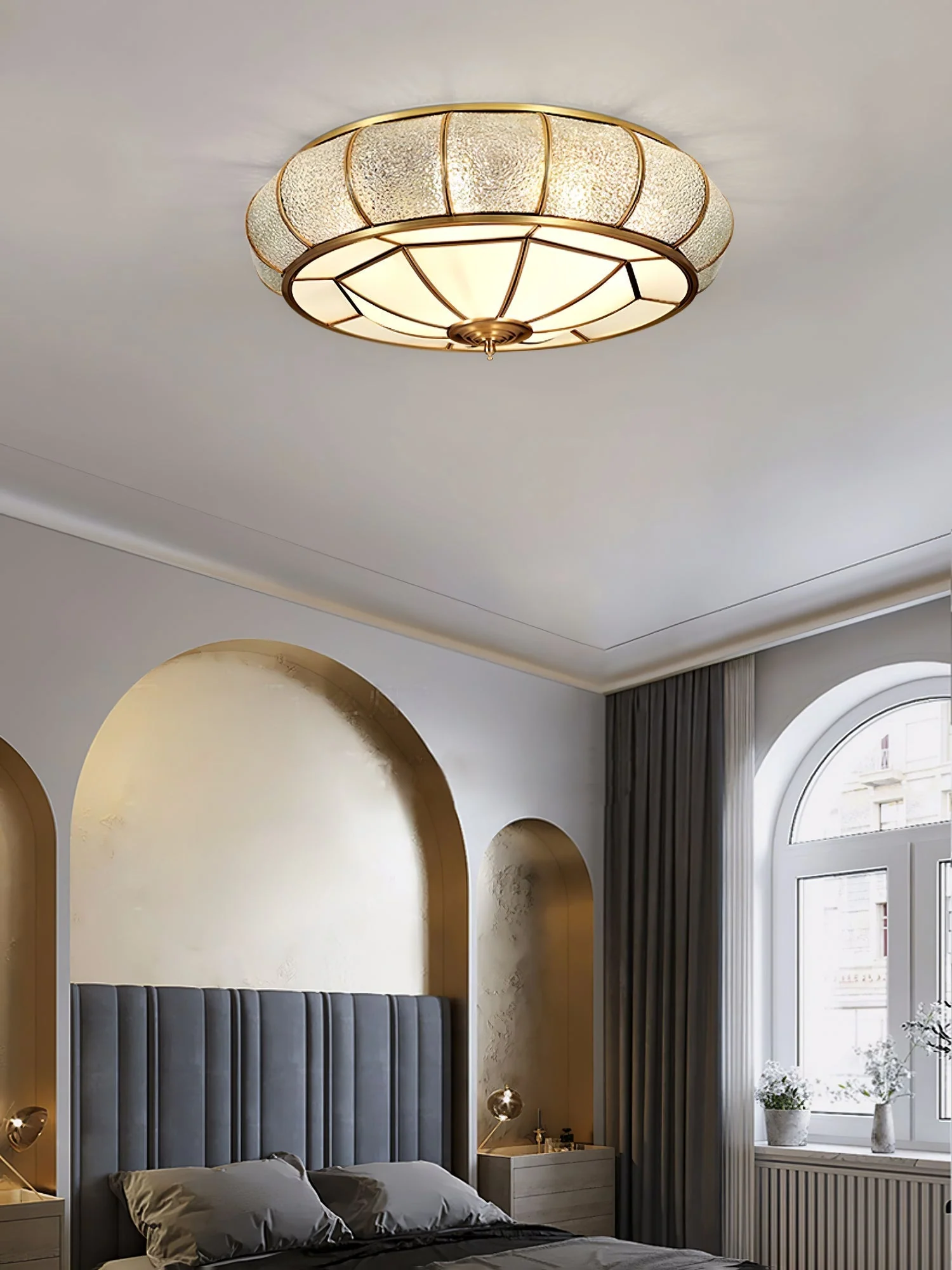 Zothaus Traditional Round Textured Glass Ceiling Light - Image 2