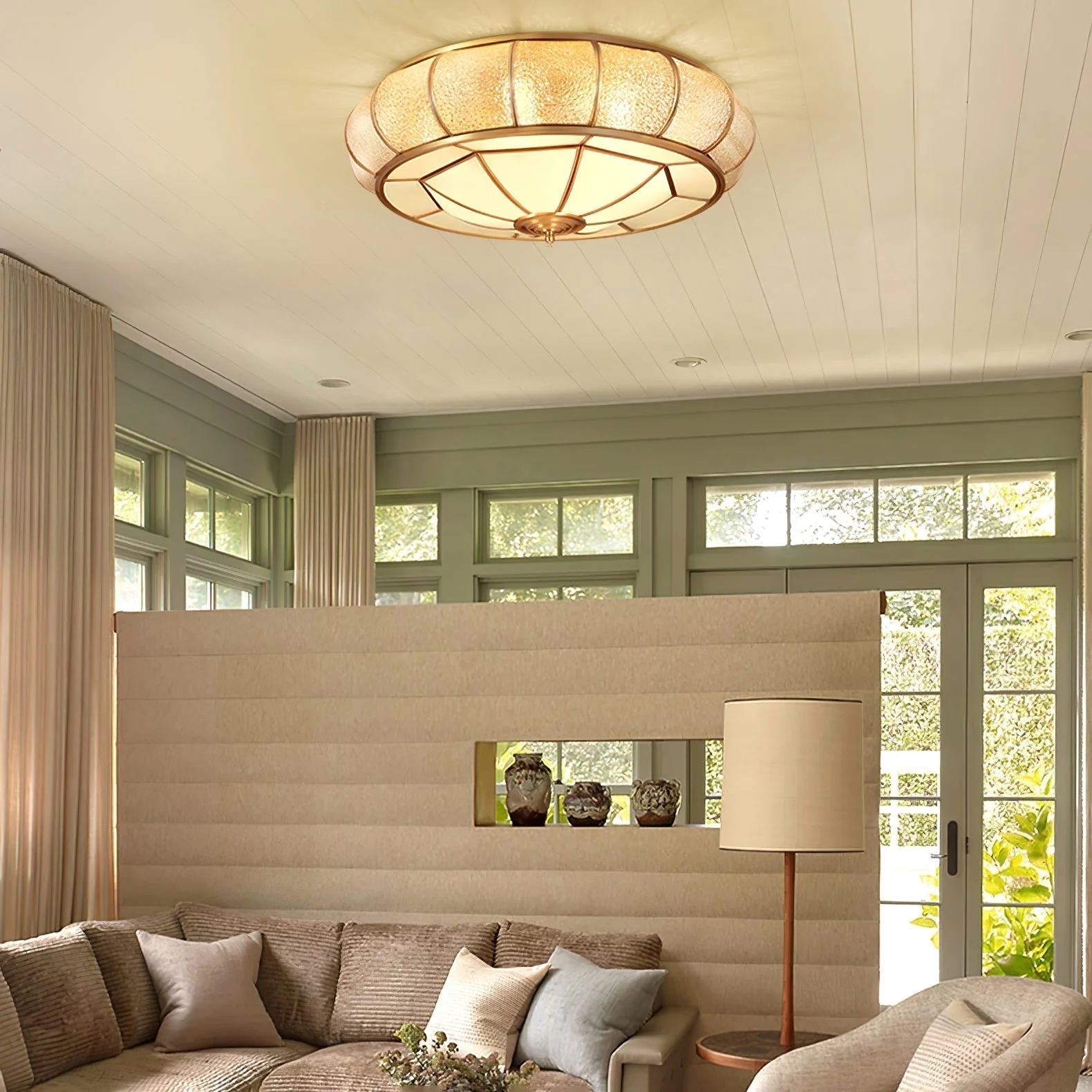 Zothaus Traditional Round Textured Glass Ceiling Light - Image 26