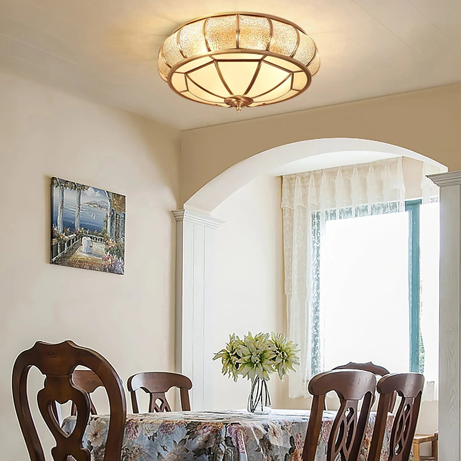 Zothaus Traditional Round Textured Glass Ceiling Light - Image 27