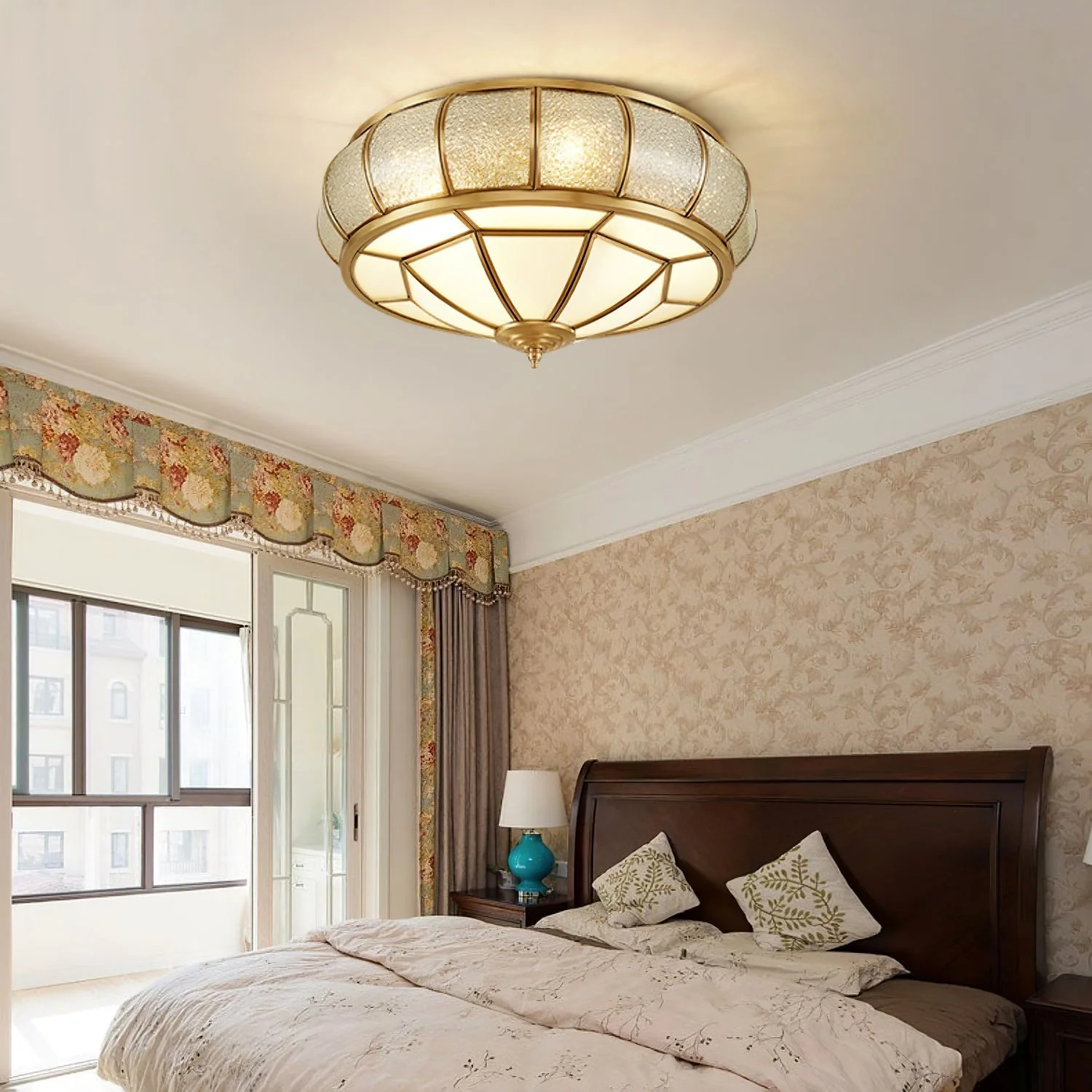Zothaus Traditional Round Textured Glass Ceiling Light - Image 29